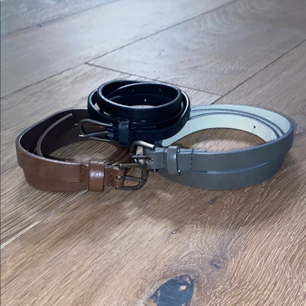 Black, Brown, Grey Faux Leather Micro Belts